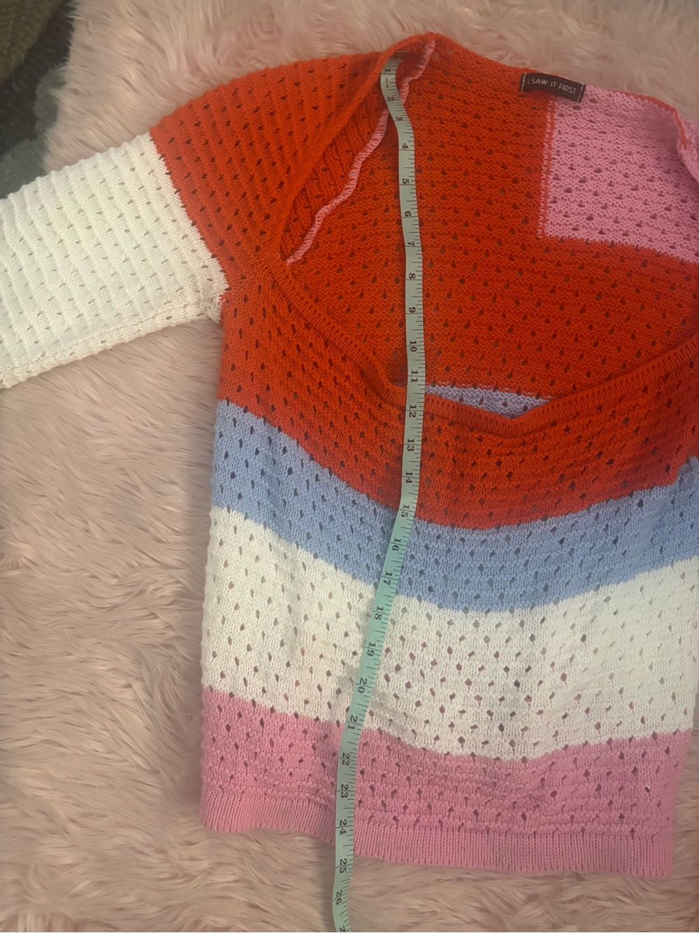 Colorblock Open-Knit V-Neck Sweater — Multi-Color - Picture 7 of 9